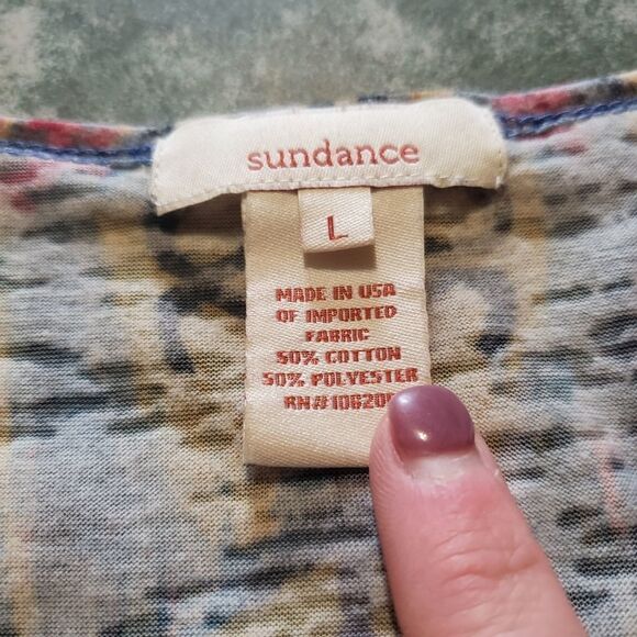Sundance ruffle bottom southwest multicolored shirt sz large - Picture 2 of 3